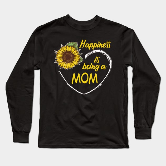 Happiness Is Being A Mom Sunflower Heart Long Sleeve T-Shirt by mazurprop